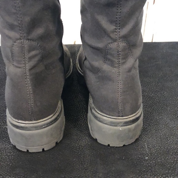 UNISA Faux Suede and Stretch Fabric Black Lug Sole Boots Size 7 - Picture 6 of 11